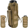 Tactical MOLLE Water Bottle Holder, Upgraded Water Bottle Pouch with Drawstring Open Top & Mesh Bottom, 16/24/25/32oz Water Bottle Carrier Bag with D-Ring Hook for Backpack - color: Brown