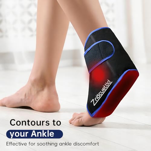 Ankle Ice Pack Wrap for Swelling Foot Heel Pain Relief Reusable Gel-1Pack - color: Black With Blue Trim