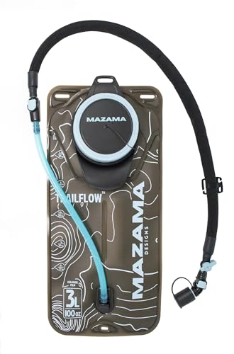 Trailflow-88TZ Hydration Bladder by Mazama Designs. Leakproof, Easy to Clean and Fill Water Reservoir BPA Free, Fits Most Hydration Backpacks. Great for Running Hiking Camping Cycling. (3L)
