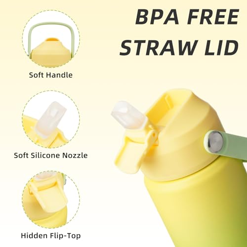 BJPKPK 12oz Insulated Water Bottle, Stainless Steel Bottle with Straw Lid - color: Fresh Green, size: 12 Ounces