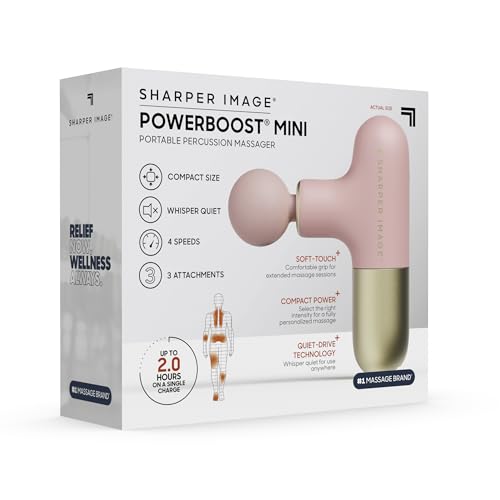 Sharper Image Powerboost Mini Deep Tissue Massage Gun, Powerful & Compact - color: Pink and Gold