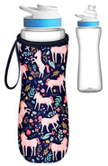 Water Bottle Sleeve for Cirkul 22 oz - Bottles Cover Holder Carrier Bag with Handle Strap - color: Pink Dark Purple