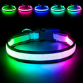 Flashseen Multicolor LED Light Up Dog Collar, RGB 9-Mode, USB Rechargable - color: White, size: Medium