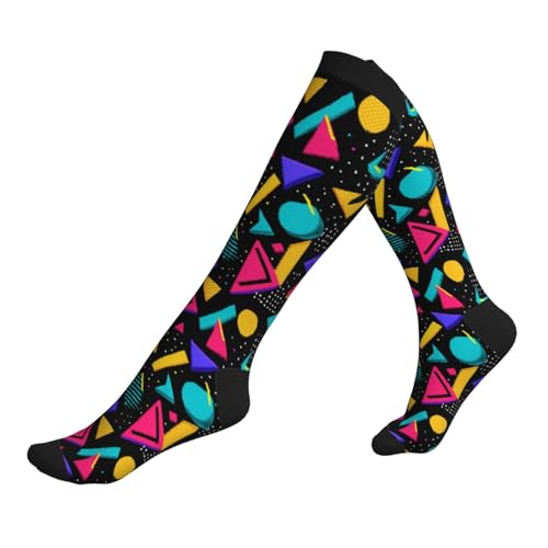 Compression Socks Knee High Circulation Support Socks For Women Men Athletic Running Work Hiking Cycling Travel - color: 80s