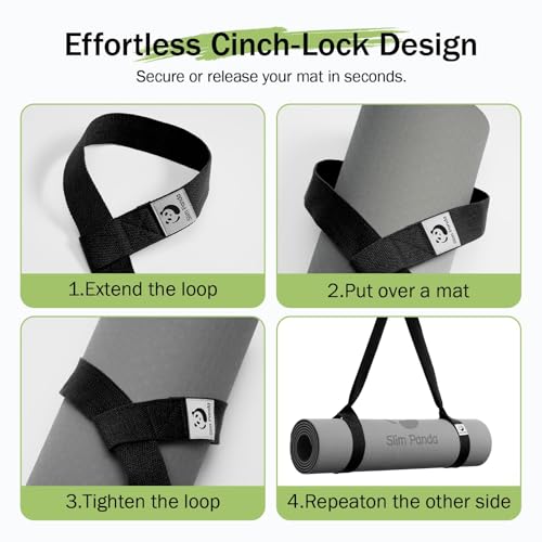Slim Panda Yoga Mat Strap, Adjustable Soft Cotton Carrier - color: Dark Gray, size: 72 inches