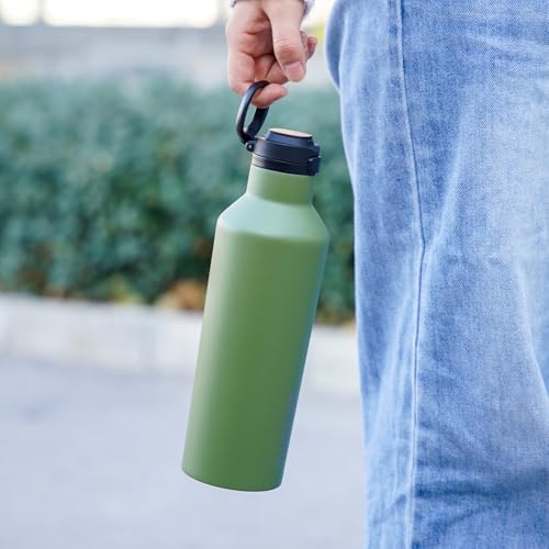BJPKPK 25oz Insulated Thermal Water Bottle, Straw & Handle, Stainless Steel - color: Gray, size: 25 Ounces