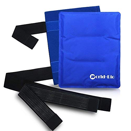 WORLD-BIO Large Ice Pack for Hip,Reusable Cold Compress Ice Pack with Cover - size: 11x14 Inch (Pack of 1)