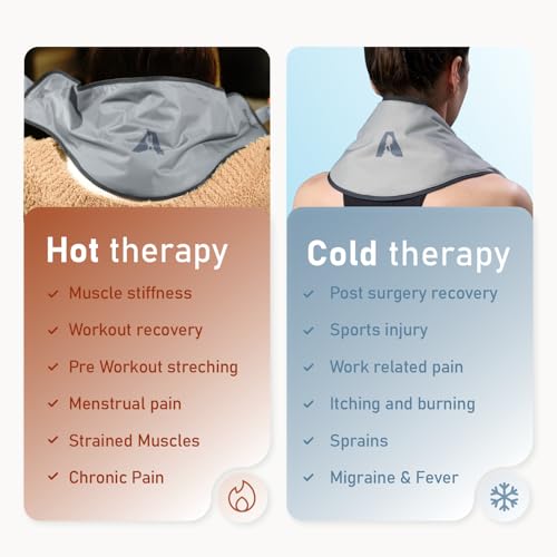 Flexible Neck Ice Pack Wrap 8" x 23", Soft Gel, Hands-Free - color: Grey