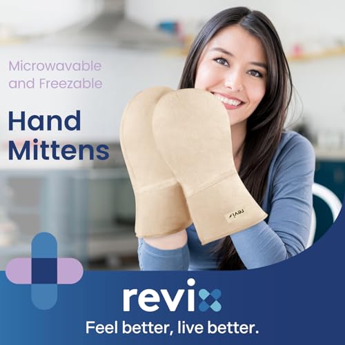 REVIX Microwavable Heating Mittens for Cold Hands, Hand Warmer, Beige - color: Beige