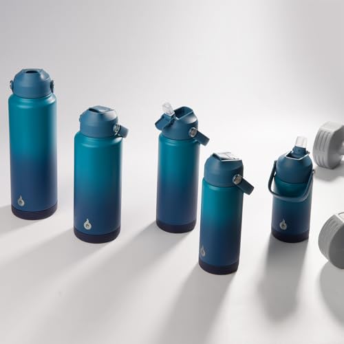 BJPKPK 40oz Insulated Water Bottle, Stainless Steel Bottle with Straw Lid - color: Black Blue, size: 40 Ounces