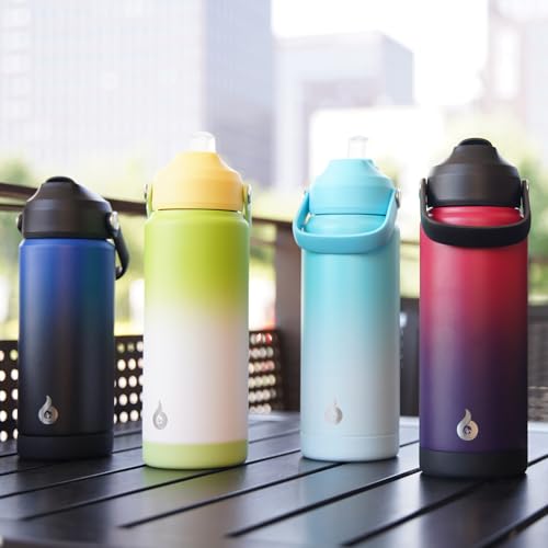 BJPKPK 24oz Insulated Water Bottle, Stainless Steel Bottle with Straw Lid - color: Charming Red, size: 24 Ounces