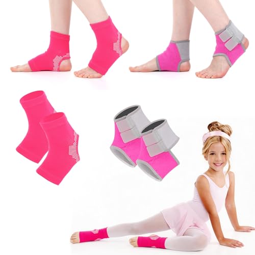 Tarpop 2 Pairs Kids Ankle Brace, Compression Sleeves, M+S, Pink - color: Pink, size: Small,Median