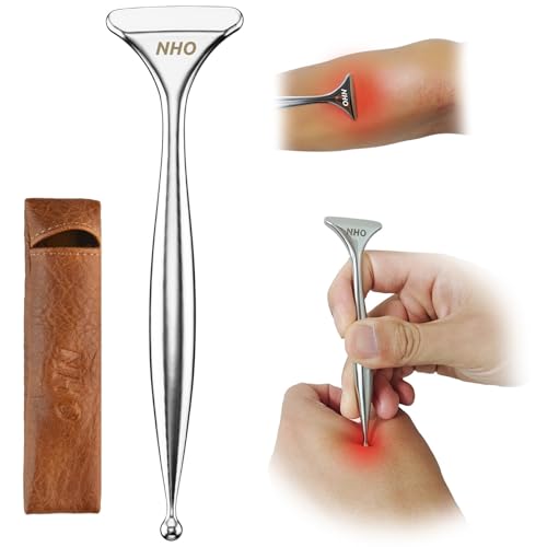 NHO 2-in-1 Acupuncture Pen,Fascia Blaster for Pain Relief, Stainless Steel Gua Sha Scraper & Acupressure Massage Pen, Dual-Ended Fascia Release Tool for Muscle, Neck, Face, Plantar Fasciitis Relief - size: 1 Pack
