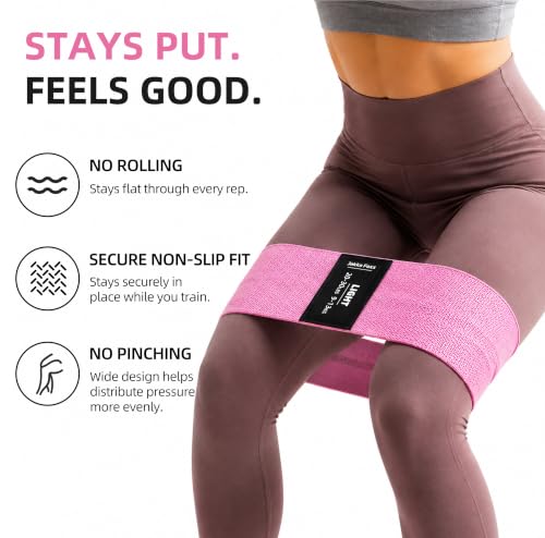 Fabric Resistance Bands for Working Out, 4-Pack for Legs, Glutes & Hips - color: Pink 4-Pack