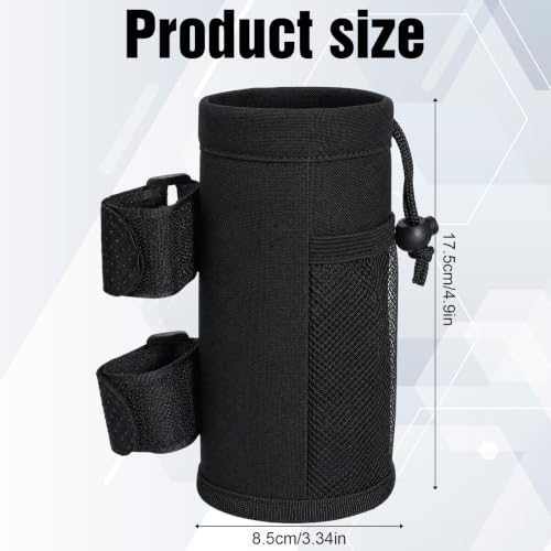 Bike Water Bottle Holder for Handlebar, Bike Cup Holder with Mesh Pockets and Removable Strap, Bicycle Water Bottle Drink Holders for Scooter Wheelchair Mountain Bikes E-Bike Road Bikes