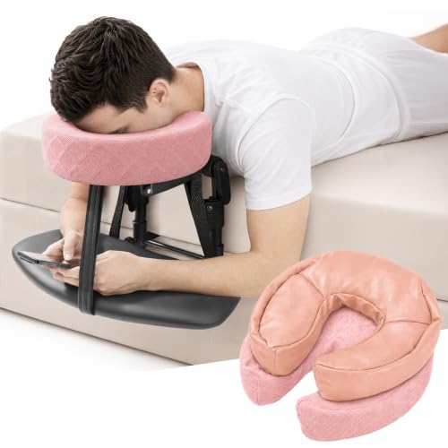 Massage Headrest for Bed, Head Holder & Face Cradle with Face Down Pillow - color: Pink, size: Extended