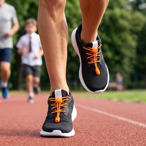 RJ-Sport Tieless Elastic Shoe Laces for Adults and Kids - color: Number 010 - Orange
