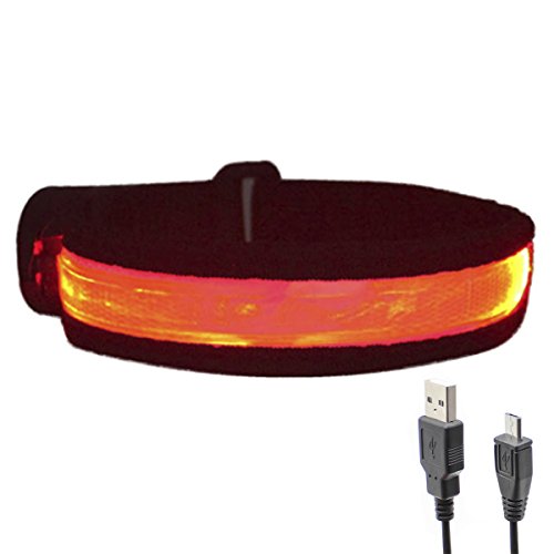 Reflective Running Gear LED Armband Rechargeable - color: Red Black