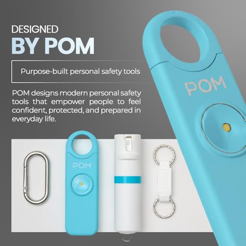 POM Personal Safety Alarm for Women – 130dB Loud Emergency Siren, USB-C Rechargeable with Bright LED Flashlight, Portable Keychain Design for Self Defense, Purse, Backpack & Travel (Aqua) - color: Aqua