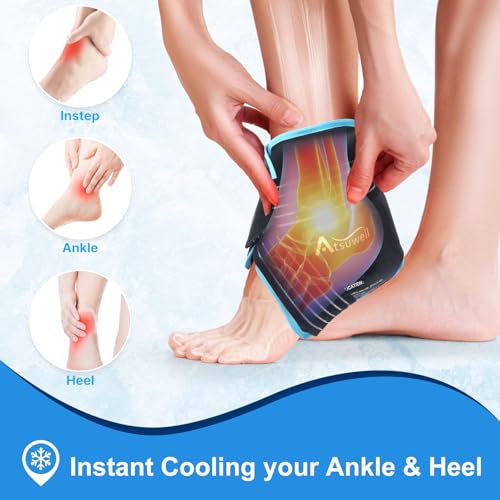 Atsuwell Ankle Ice Pack Wrap 2 Packs for Swelling & Spraine Relief, Black