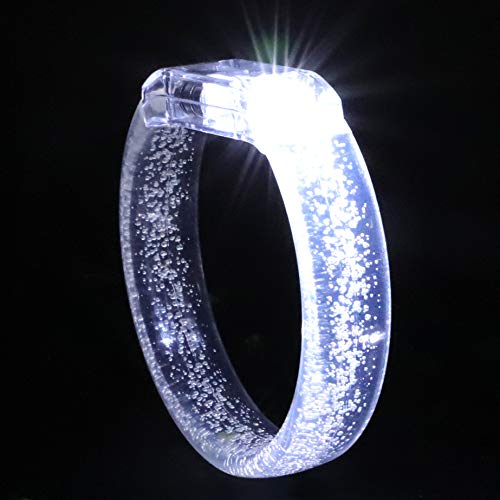 LED Light up Bracelets, White Glow Wristbands Party Favors Toys Supplies for Birthday, Halloween, Carnivals Parties for Kids over 3 Years Old, Clear Case 12 Pack