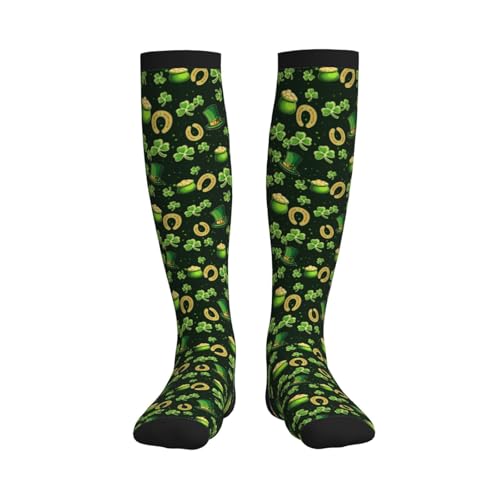 Compression Socks Knee High Support Socks Women Circulation Stockings for Athletic Running Cycling Flying - color: St. Patrick's Day