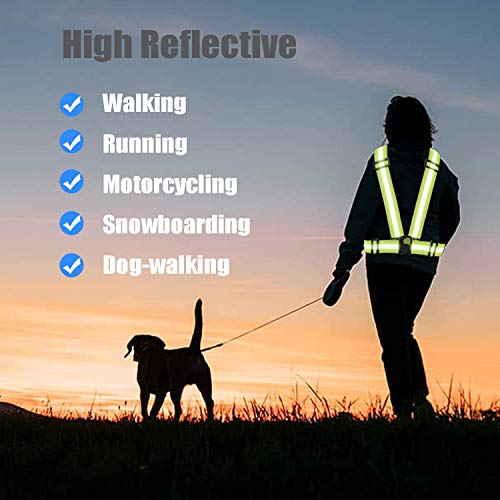 Reflective Vest Running Gear 3Pack, Adjustable Safety Vests High Visible Reflective Belt Straps - color: Pink,green,orang