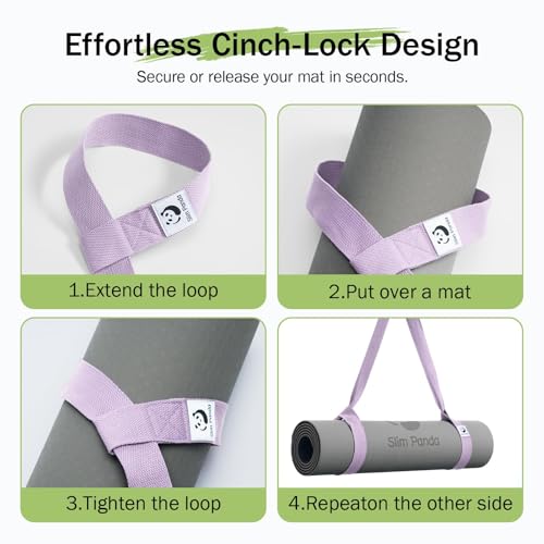 Slim Panda Yoga Mat Strap, Adjustable Soft Cotton Carrier - color: Milky White, size: 72 inches