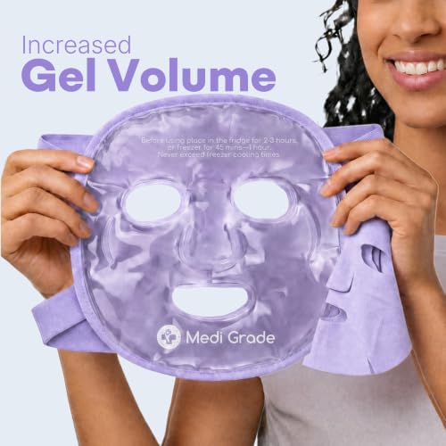 Medi Grade Face Ice Pack and Cooling Eye Mask Set, ChillGel Gel Mask Purple - color: Purple