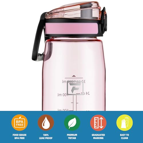 Fanhaw 32 oz Clear Plastic Water Bottle, Chug Lid, Cherry Blossom - color: Cherry Blossom