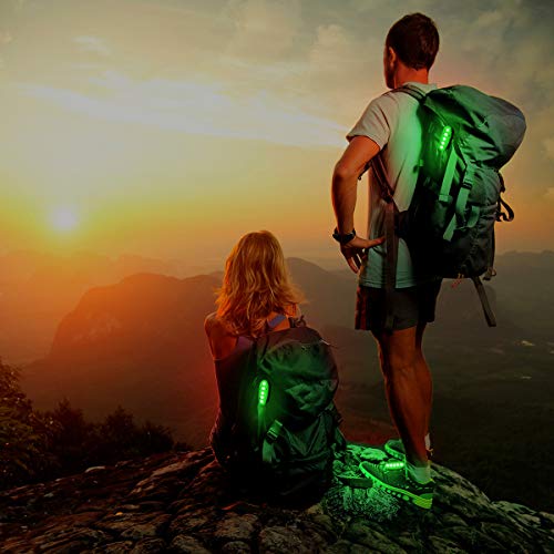USB-C Rechargeable LED Safety Lights (2 Pack) - Clip on Strobe Running Lights for Runners, Joggers,Walkers,Kids,Dogs,Bike Tail Lights - High Visibility Accessories for Reflective Gear - color: Green