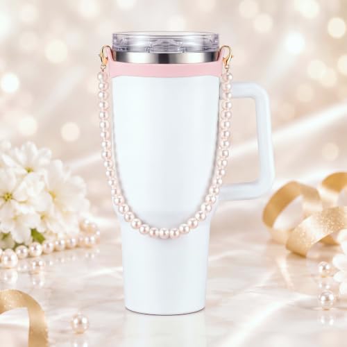 Silifine Silicone Water Bottle Holder Sling with Pearl Strap, Pink - color: Pink