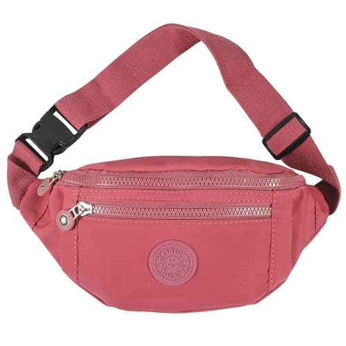 Large Crossbody Fanny Pack with 3-Zipper Pockets,Gifts for Enjoy Sports Festival Workout Traveling Running Casual Hands-Free Wallets Waist Pack Phone Bag Fits All Phones (Pink) - color: Pink