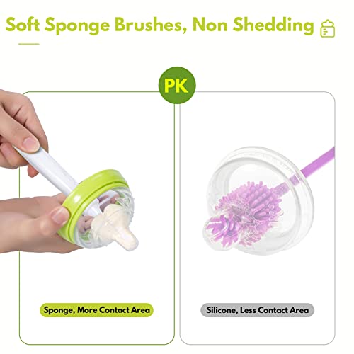 White Baby Bottle Brush Kit with Sponge Heads, Straw Cleaners & Wash Tool
