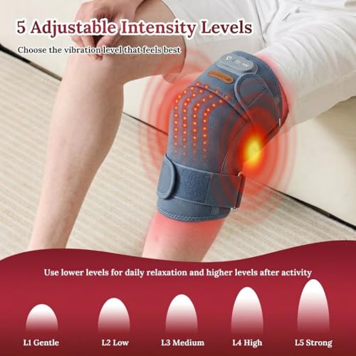 Red Light Therapy Wrap with Heat and Vibration, 660nm Red Plus 850nm and 940nm Near Infrared, Cordless 5000mAh Controller, 30‑Min Auto‑Off, for Knee Elbow Shoulder (Space Gray-1-PACK) - size: Space Gray-1-PACK