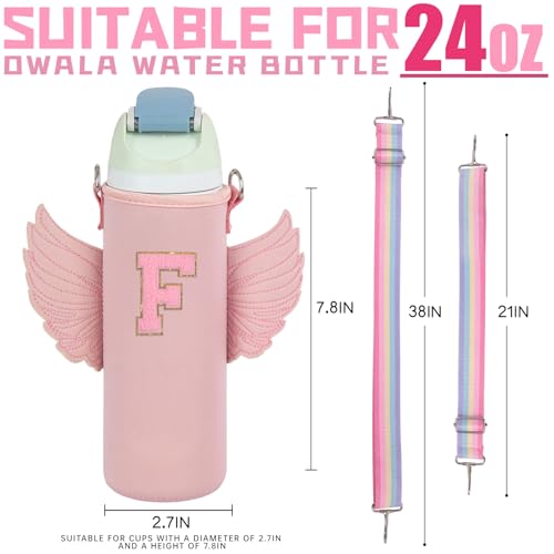 Use for Owala 24oz Crossbody Water Bottle Holder Sling Carrier Bag with Strap, Water Bottle Crossbody Bag Women Girl(F, Pink, 24oz) - style: F