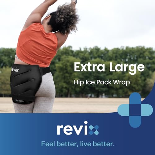 REVIX Extra Large Hip Ice Pack Wrap After Surgery, Cold Packs for Hip - color: Black