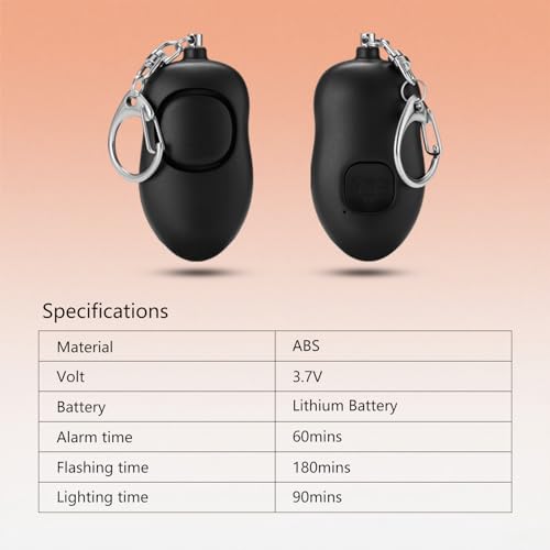 Rechargeable Personal Alarm, 130dB SOS Safety Alarm,LED Light, Security Siren Keychain for Women and Elderly,Security Siren Keychain ,Self Defense Alarm (Black) - color: Black