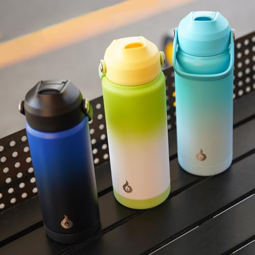 BJPKPK 24oz Insulated Water Bottle, Stainless Steel Bottle with Straw Lid - color: Fresh Green, size: 24 Ounces