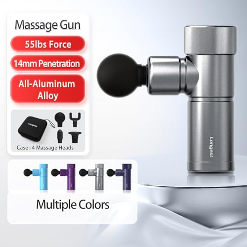 LONGEST Mini Massage Gun for Pain Relief, 4 Heads, Pro Gray - color: 1. Gray