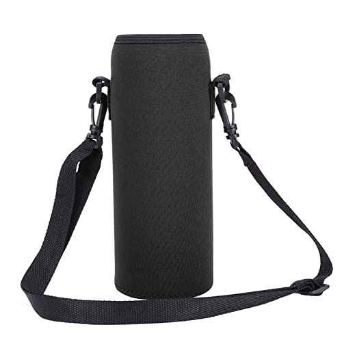 Water Bottle Carrier Bag, Single-layer sports1000ml 34oz Neoprene Bottle Sleeve with Adjustable Sling Strap, for Stainless Steel Bottles, Glass Bottles, Plastic Water(black)