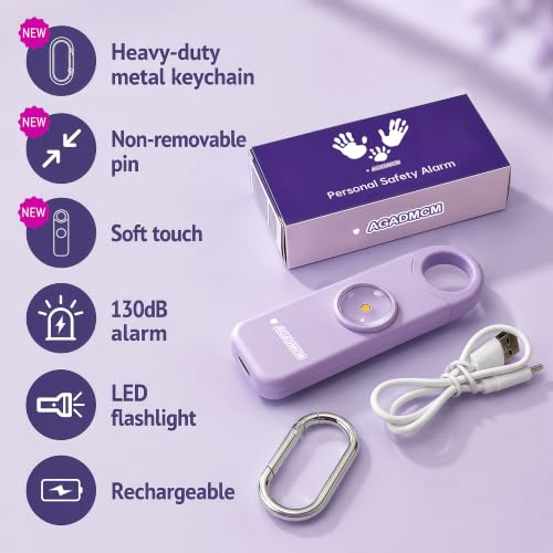 Rechargeable Personal Safety Alarm for Women - color: Lavender Purple