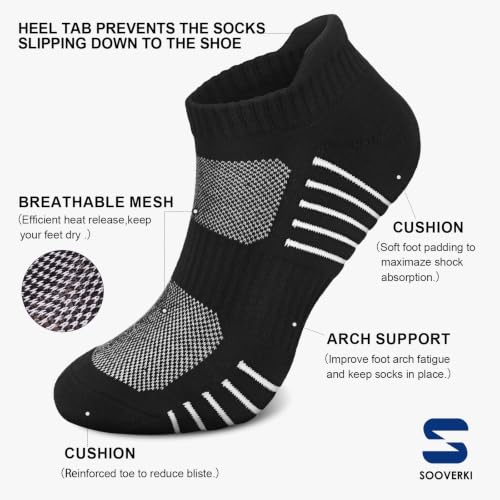 Sooverki Copper Compression Socks Women and Men 6 Pairs - Circulation Arch Support Plantar Fasciitis Running Ankle Socks - color: A3 - 6 Pairs - Multicolour, size: Small-Medium