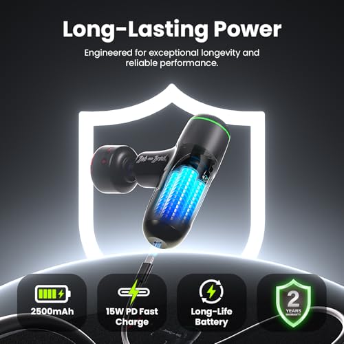 BOB AND BRAD Q2 Ultra Max Mini Massage Gun with Red Light, 5-11mm Amplitude - color: Obsidian Black