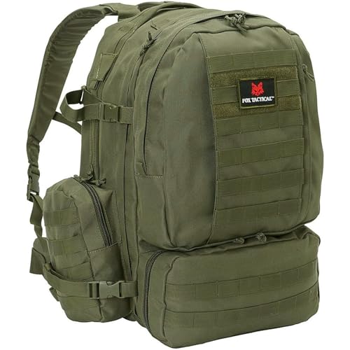 FOX OUTDOOR PRODUCTS Advanced 3-Day Combat Pack | 69L Tactical Backpack w/Dual Hydration Ports, Compression Straps & Storage - color: Olive Drab