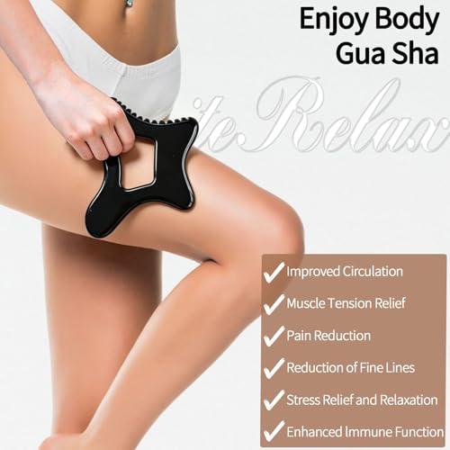 Body Gua Sha Tool Large Gua Sha Body Tool Cellulite Massage Tool (Resin) - color: Black
