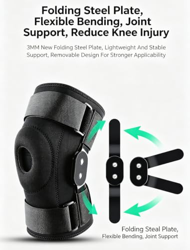 Hinged Knee Brace for Men Women, Adjustable Compression Knee Seeve Patellar Tendon Support Strap, Knee Support Meniscus Knee Brace Knee Brace with Side Stabilizers Knee Brace for Meniscus Tear, Rodilleras Para Dolor de Rodillas (X-Large) - size: X-Large