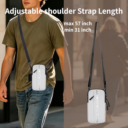 Armband Cell Phone Holder, Crossbody Phone Purse for Running Walking, Adjustable Strap Phone Pouch Holster for Men Women (Silver Gray) - color: Silver Gray