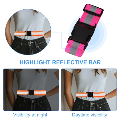 PATIKIL Adjustable Reflective Running Belt, Glow Pt Belt Sash for Cycling Walking - color: Pink, size: 1.5 Inch
