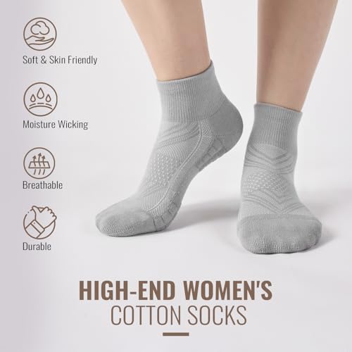 Ankle Socks Women White Black, 6/12 Pairs Running Quarter Socks - color: Light Gray, size: 8-11